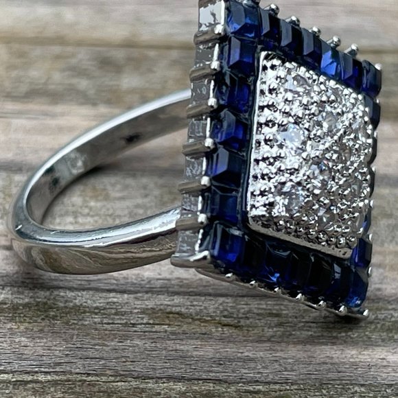 Women Ring Silver Tone Fashion Zircon Cluster Jewe - Picture 4 of 11